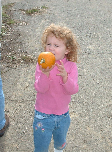 Savannah picks a tiny pumpkin.jpg 119.8K